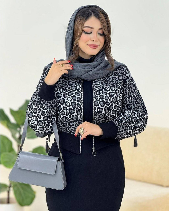 بامبر جکت پلنگی تافته فری سایز